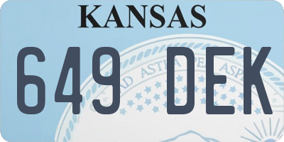 KS license plate 649DEK