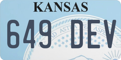 KS license plate 649DEV