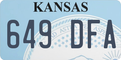 KS license plate 649DFA