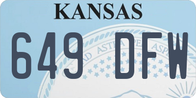 KS license plate 649DFW