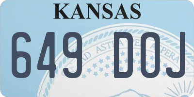 KS license plate 649DOJ