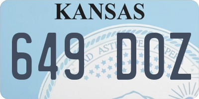 KS license plate 649DOZ