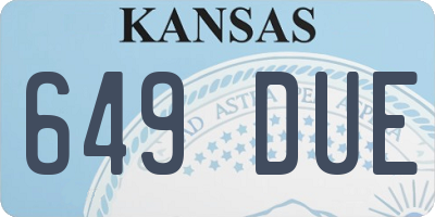 KS license plate 649DUE