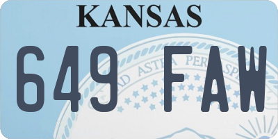 KS license plate 649FAW