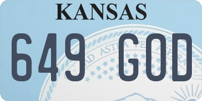 KS license plate 649GOD