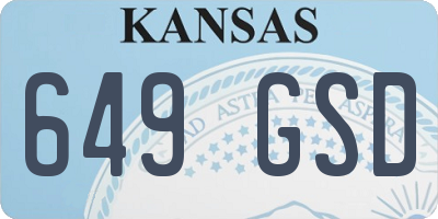 KS license plate 649GSD