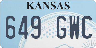 KS license plate 649GWC