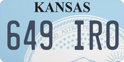 KS license plate 649IRO
