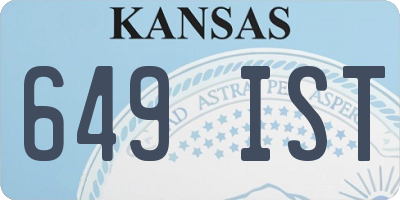 KS license plate 649IST