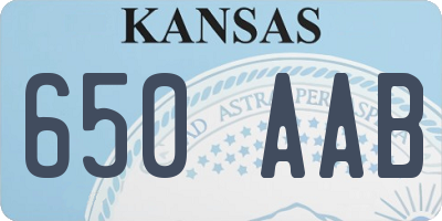 KS license plate 650AAB