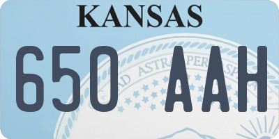 KS license plate 650AAH