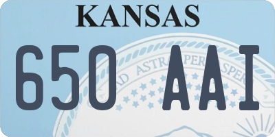 KS license plate 650AAI