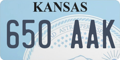 KS license plate 650AAK