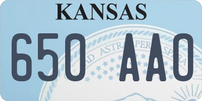 KS license plate 650AAO