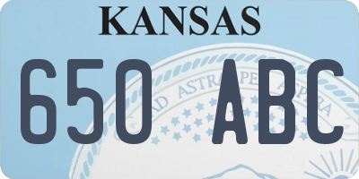 KS license plate 650ABC