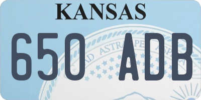 KS license plate 650ADB