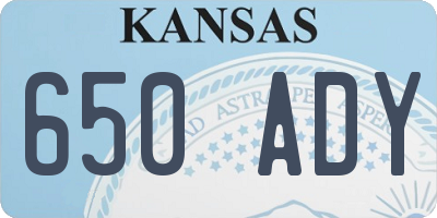 KS license plate 650ADY