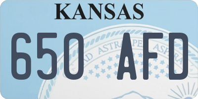 KS license plate 650AFD