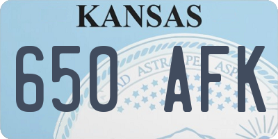 KS license plate 650AFK