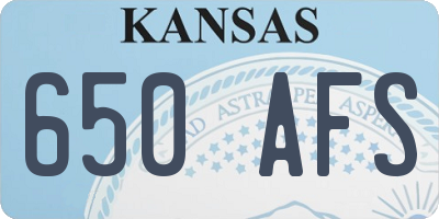 KS license plate 650AFS