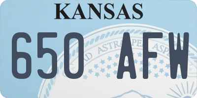 KS license plate 650AFW
