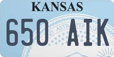 KS license plate 650AIK