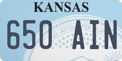 KS license plate 650AIN