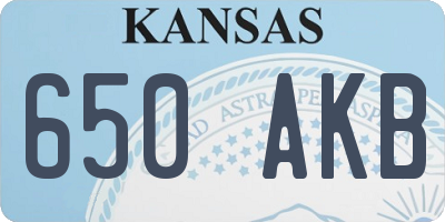 KS license plate 650AKB