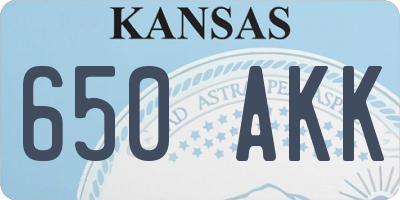 KS license plate 650AKK