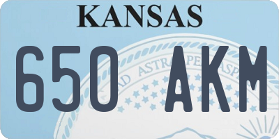 KS license plate 650AKM