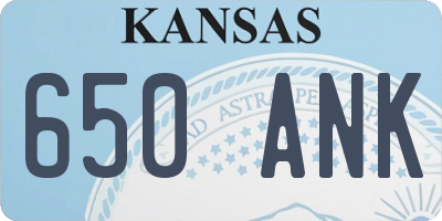 KS license plate 650ANK
