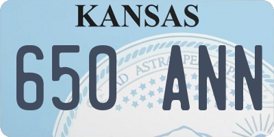 KS license plate 650ANN