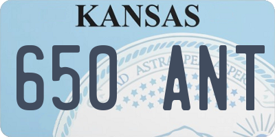 KS license plate 650ANT