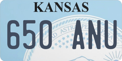 KS license plate 650ANU