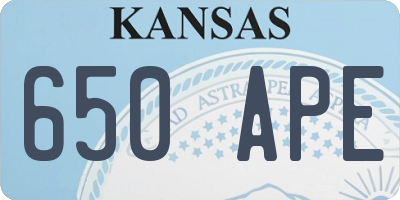 KS license plate 650APE