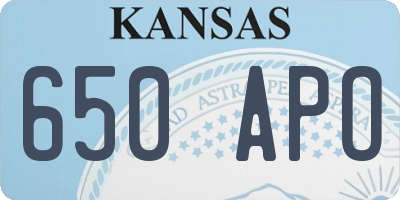 KS license plate 650APO