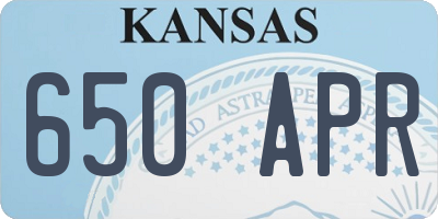 KS license plate 650APR