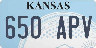 KS license plate 650APV