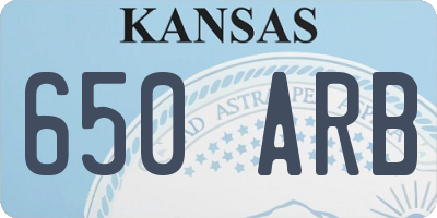 KS license plate 650ARB