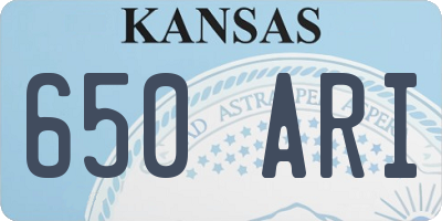 KS license plate 650ARI