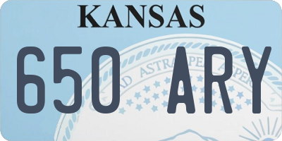 KS license plate 650ARY