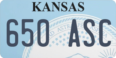 KS license plate 650ASC