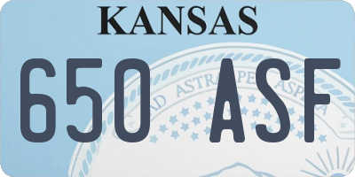KS license plate 650ASF