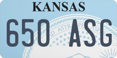 KS license plate 650ASG