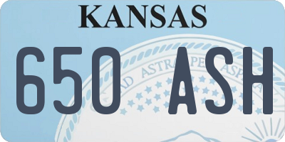 KS license plate 650ASH