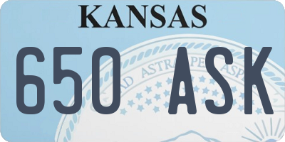 KS license plate 650ASK