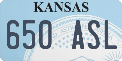 KS license plate 650ASL