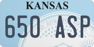 KS license plate 650ASP