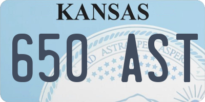 KS license plate 650AST