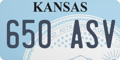 KS license plate 650ASV